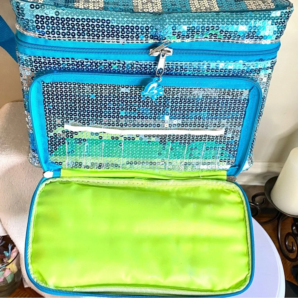 Justice Sequin Blue makeup or jewelry organizer sparkly overload